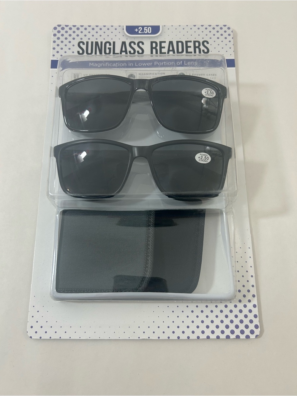 Sunglass Readers 2 Pack +2.00 in Black with Protective Cases